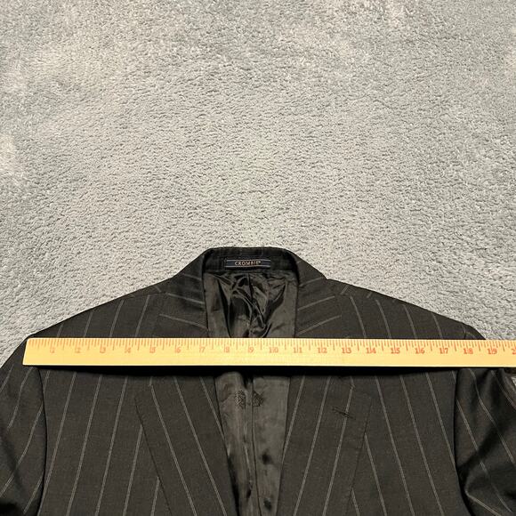 Crombie Blazer Jacket Mens 44 Long Grey Pinstripe Wool 2 Button Super 110 - Picture 11 of 12